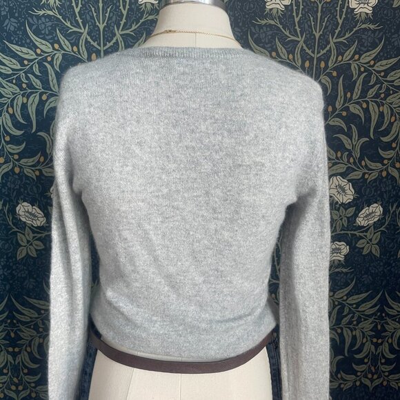 Antonio Melani Light Gray Vera Poet Ruffle Cuff 100% Cashmere Sweater - Picture 2 of 10